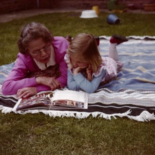 Grandma and Irma reading